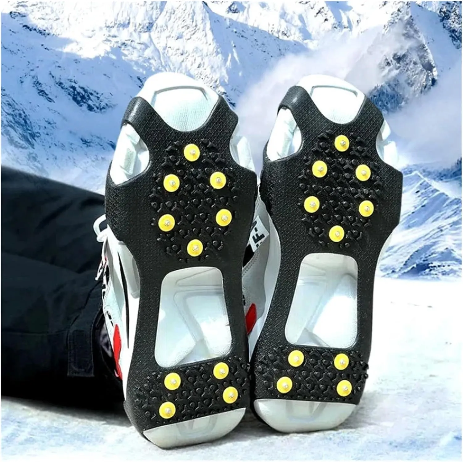 10-Studs Snow Ice Claw Climbing Anti Slip Spikes Grips Crampon Cleats Sport Shoe Cover 、Women Men Boots Cover Anti-Skid