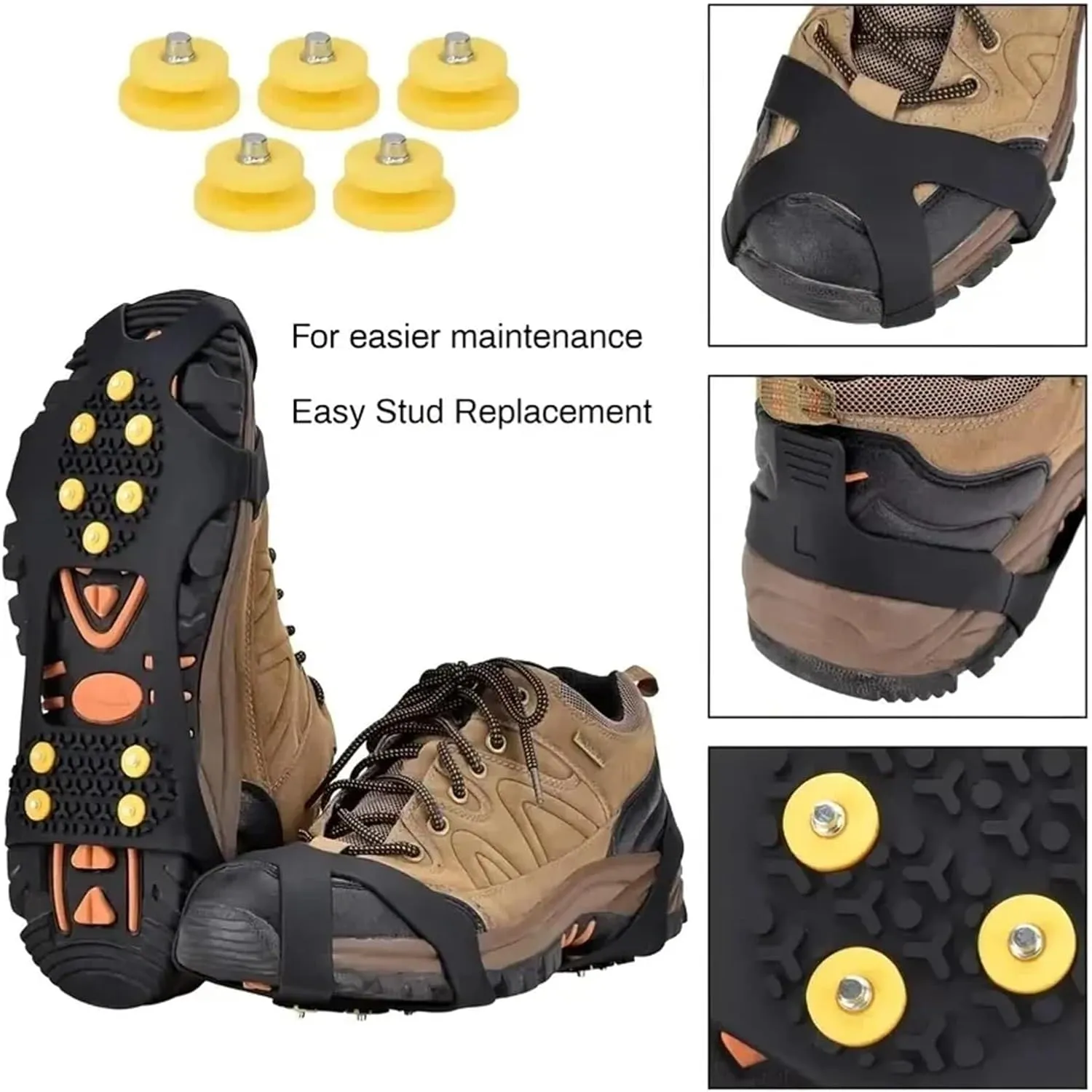 10-Studs Snow Ice Claw Climbing Anti Slip Spikes Grips Crampon Cleats Sport Shoe Cover 、Women Men Boots Cover Anti-Skid
