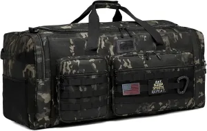 130L Extra Large Duffle Bag for Men, Heavy Duty Duffle Bag for Travel, Large Sports Gym Equipment Bag for Hockey Football Soccer Baseball Basketball & Team training, Dark Camo