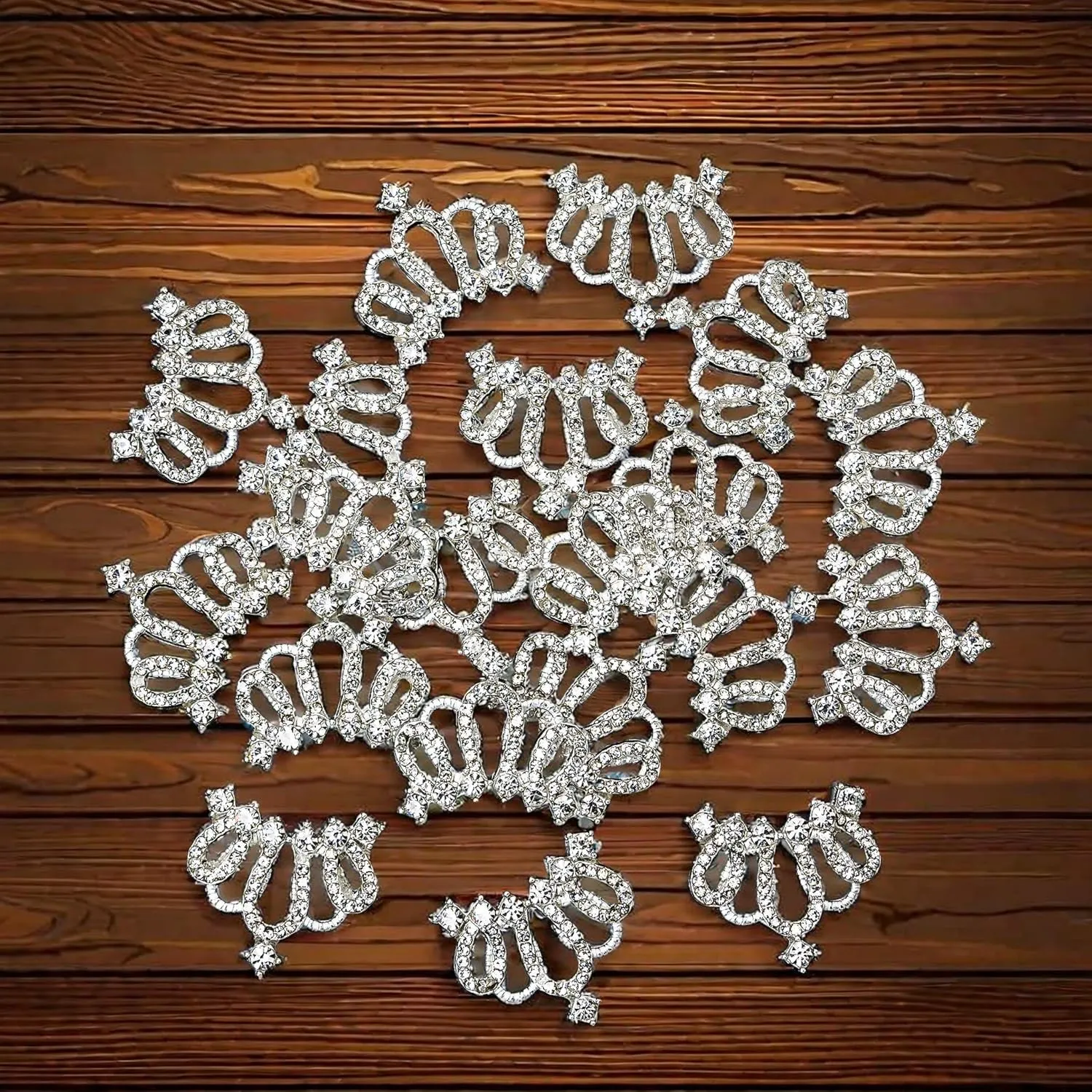 30PCS Crown Rhinestone Jewelry Embellishment for DIY Handmade Hair Accessories Sneakers, Clothes, Party Decorations Gift Box ，Dress，Rhinestone Alloy Appliques Decorative Home Decor (Silver)