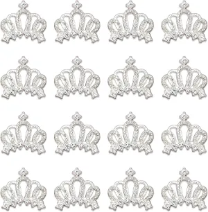 30PCS Crown Rhinestone Jewelry Embellishment for DIY Handmade Hair Accessories Sneakers, Clothes, Party Decorations Gift Box ，Dress，Rhinestone Alloy Appliques Decorative Home Decor (Silver)