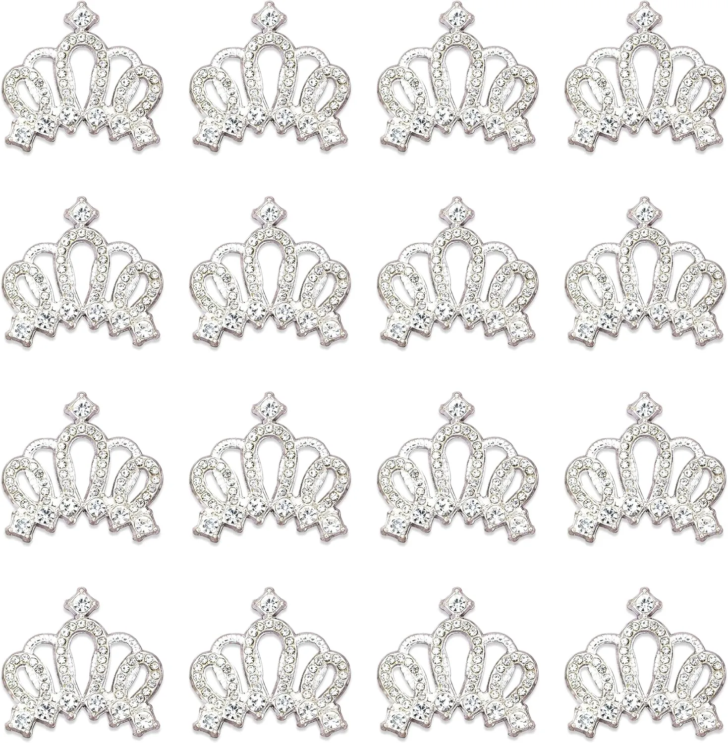 30PCS Crown Rhinestone Jewelry Embellishment for DIY Handmade Hair Accessories Sneakers, Clothes, Party Decorations Gift Box ，Dress，Rhinestone Alloy Appliques Decorative Home Decor (Silver)
