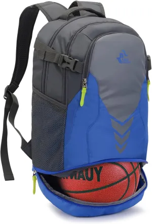 35L Basketball Backpack Large Sports Bag with Separate Ball compartment, for Basketball Soccer Volleyball Swim Gym Travel