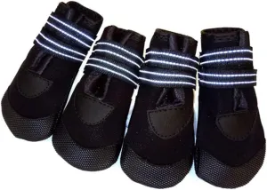 4Pcs Warm Pet Boots for Dogs Non Slip Reflective Dog Shoes for Small Big Dogs for Outdoor Walking Safety Black