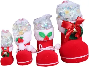 4pcs Xmas Boots-Shaped Candy Bag for Boys and Girls Candy Storage Holder Festive Decorative Christmas Shoes Party Favor