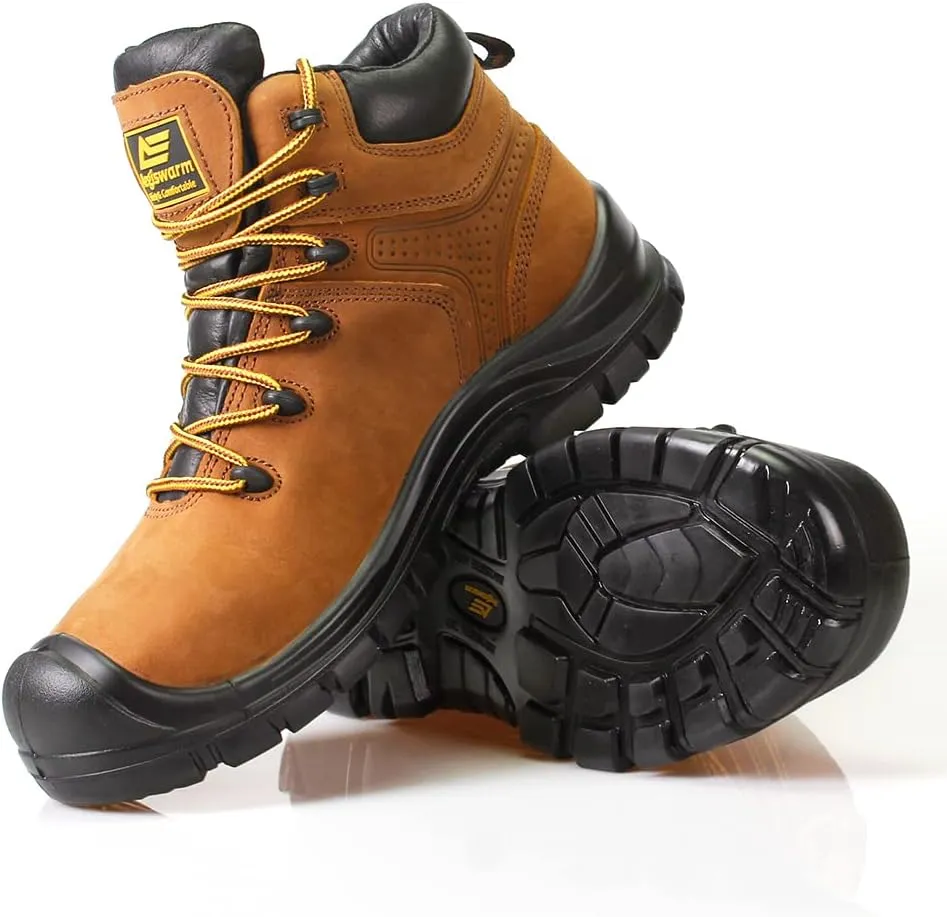 6" Steel Toe Work Boots for Men Waterproof Durable Crazy-Horse Non Slip Industrial and Construction Safety Footwear Mens Work Boots