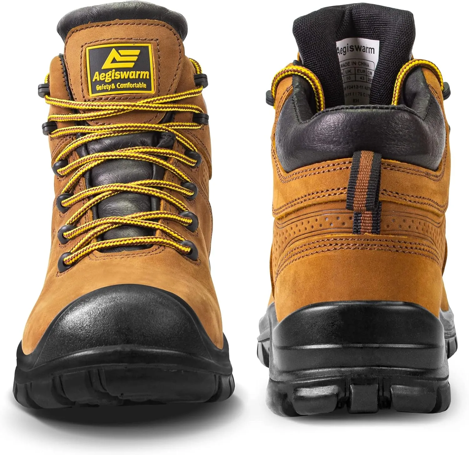 6" Steel Toe Work Boots for Men Waterproof Durable Crazy-Horse Non Slip Industrial and Construction Safety Footwear Mens Work Boots