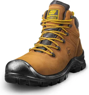 6" Steel Toe Work Boots for Men Waterproof Durable Crazy-Horse Non Slip Industrial and Construction Safety Footwear Mens Work Boots