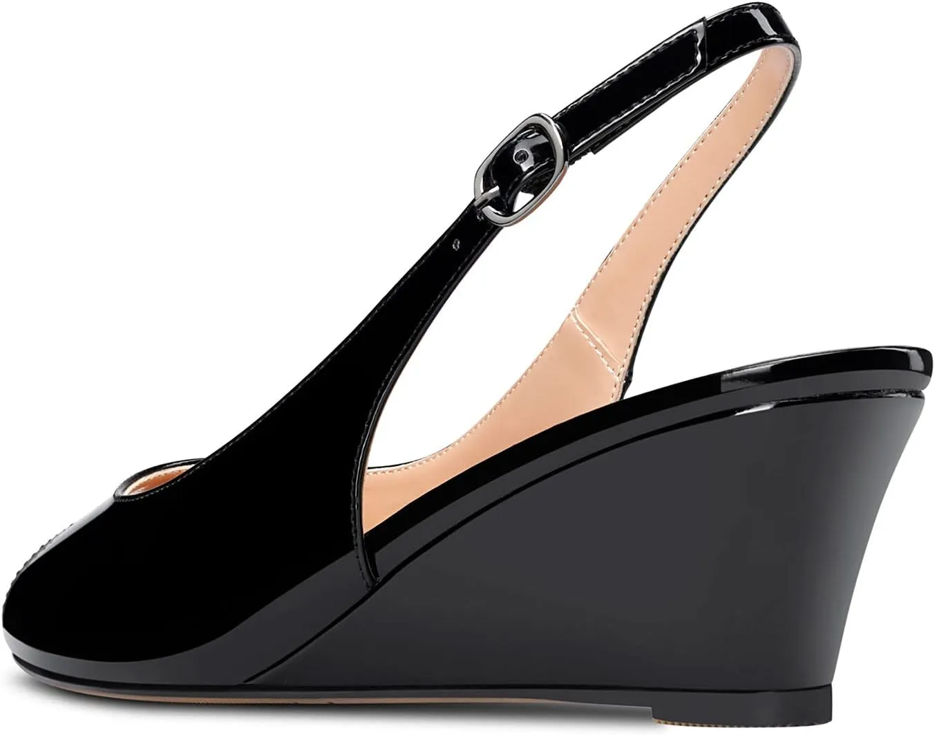 Aachcol Women Wedge Pumps Peep Open Toe Chunky Block Mid Heel Slingback Ankle Strap Sandals Dress Shoes Party 2 Inch