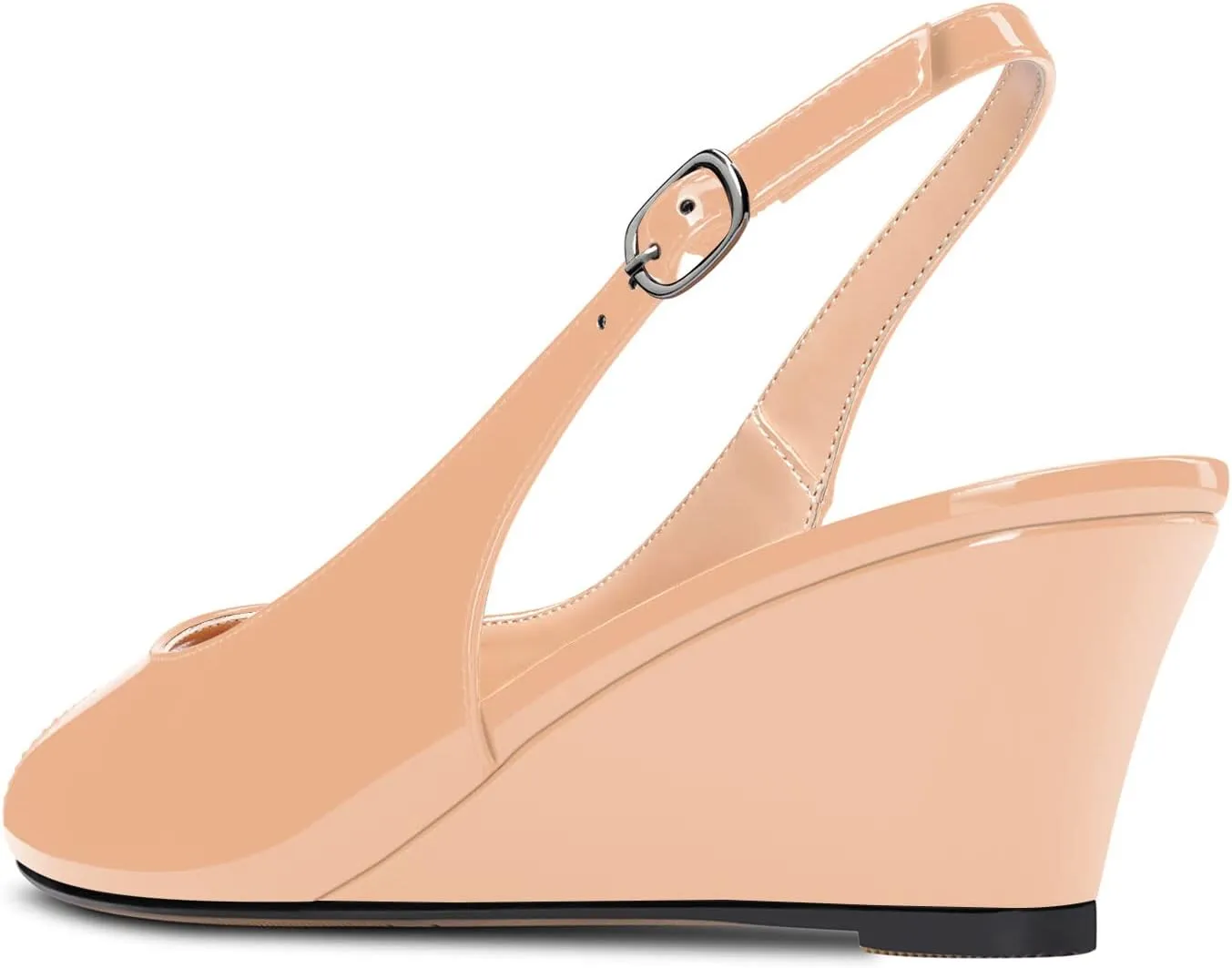 Aachcol Women Wedge Pumps Peep Open Toe Chunky Block Mid Heel Slingback Ankle Strap Sandals Dress Shoes Party 2 Inch
