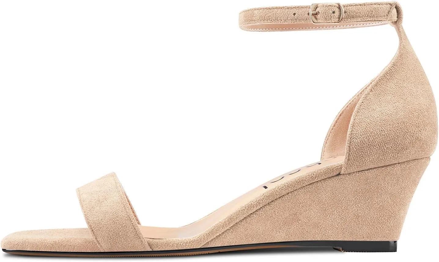 Aachcol Women Wedge Sandals Square Open Toe Mid Low Heel Ankle Strap Dress Shoes 2 Inch