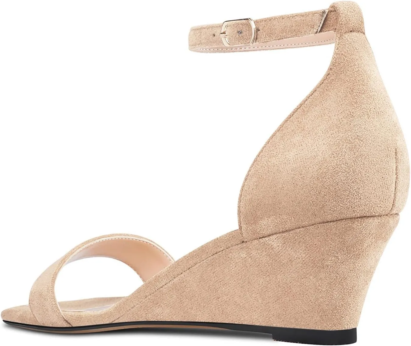 Aachcol Women Wedge Sandals Square Open Toe Mid Low Heel Ankle Strap Dress Shoes 2 Inch