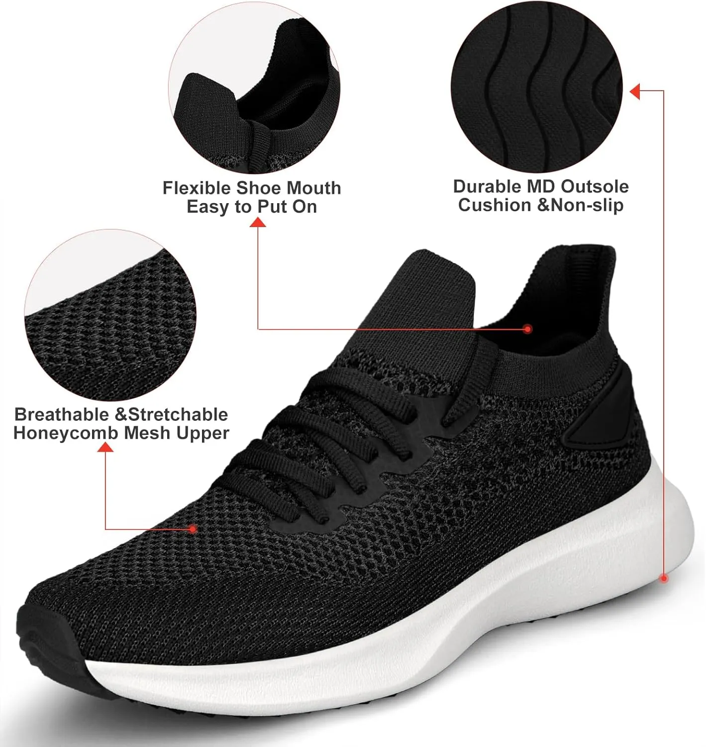 Abboos Running Shoes Womens Non Slip Gym Workout Shoes Lightweight Breathable Tennis Shoes Mesh Walking Sneakers