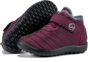 Ablanczoom Boys Girls Winter Snow Boots - Comfortable Warm Fur Lined Toddler Boot Outdoor Waterproof Slip On Walking Ankle Booties For Little Kid
