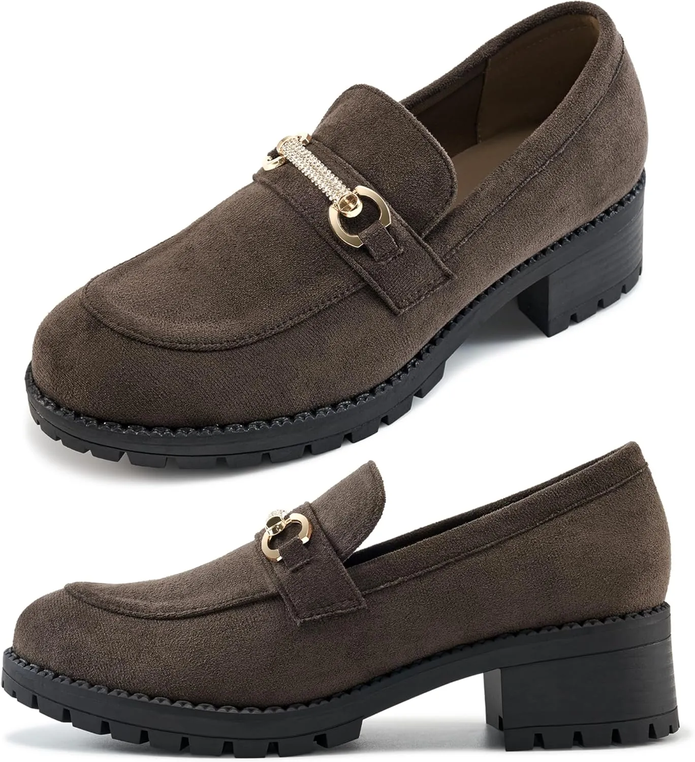 Ablanczoom Chunky Loafers for Women Platform: Comfortable Suede Penny Womens Loafer Dressy Slip On Casual Office Business Shoes