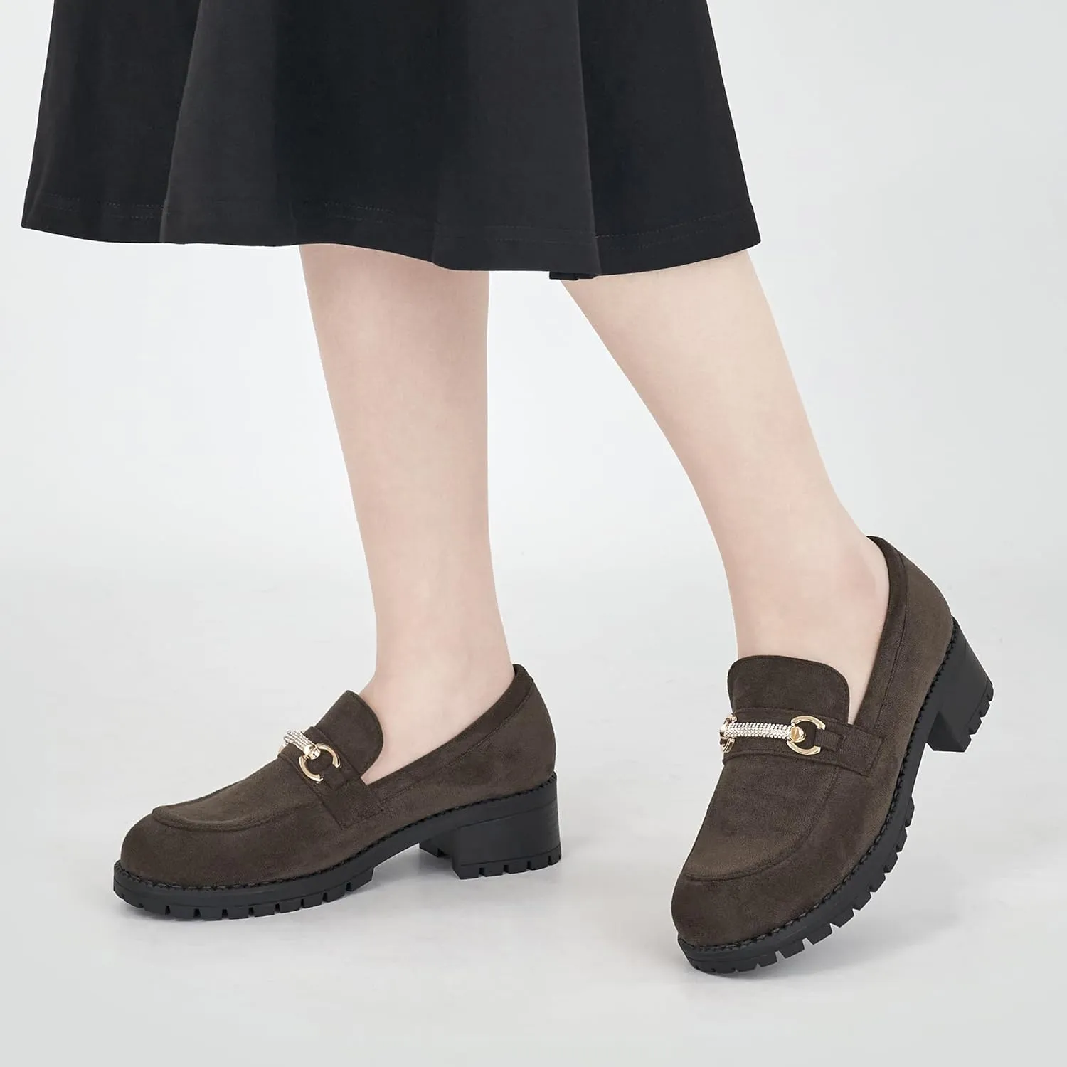 Ablanczoom Chunky Loafers for Women Platform: Comfortable Suede Penny Womens Loafer Dressy Slip On Casual Office Business Shoes