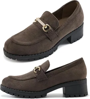 Ablanczoom Chunky Loafers for Women Platform: Comfortable Suede Penny Womens Loafer Dressy Slip On Casual Office Business Shoes