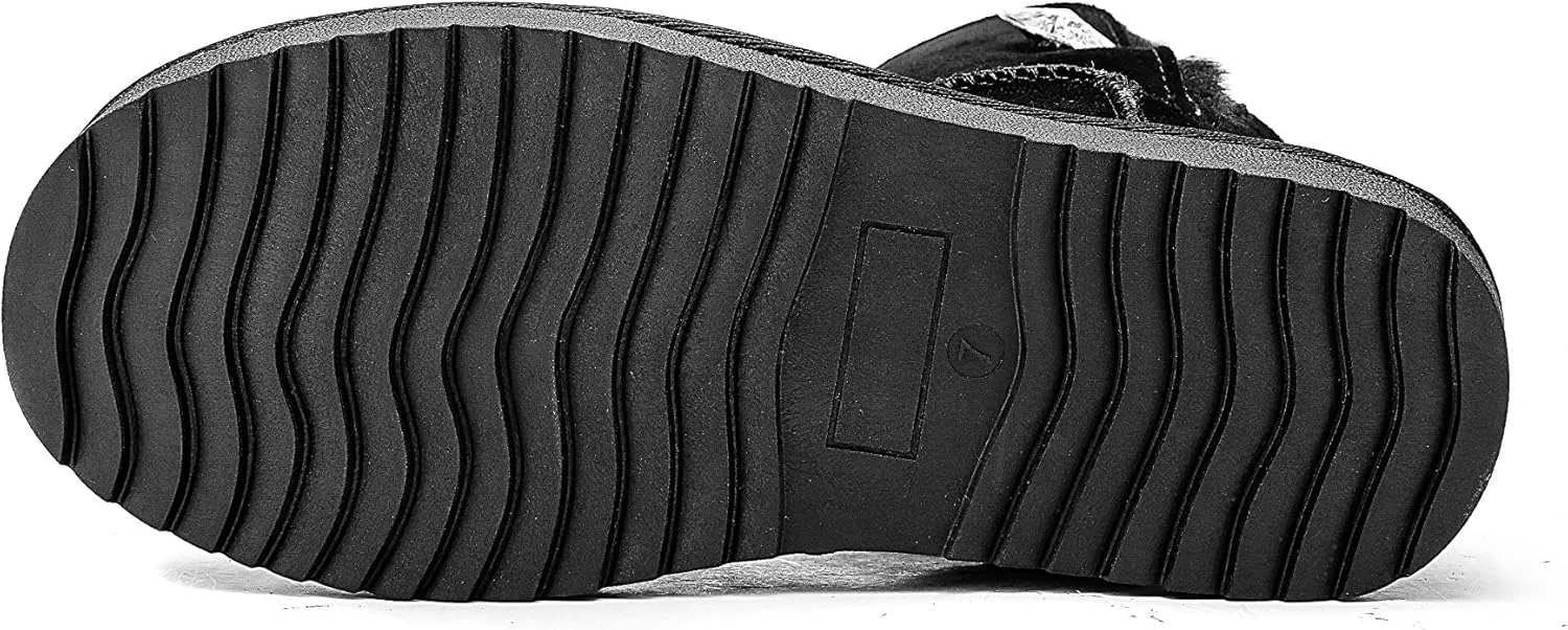 ADUTEE Women's Line-Classic Fully Fur Mid Calf Cow Suede Fashion Boots Snow Boots Winter Boots