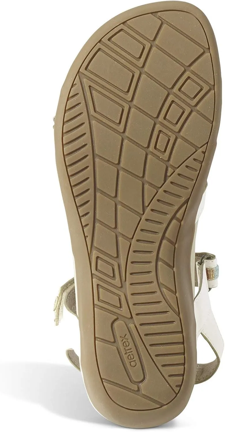 Aetrex Womens Mila Quarter Strap Sandals - White - Size