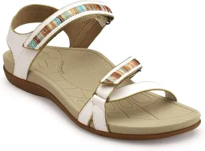 Aetrex Womens Mila Quarter Strap Sandals - White - Size