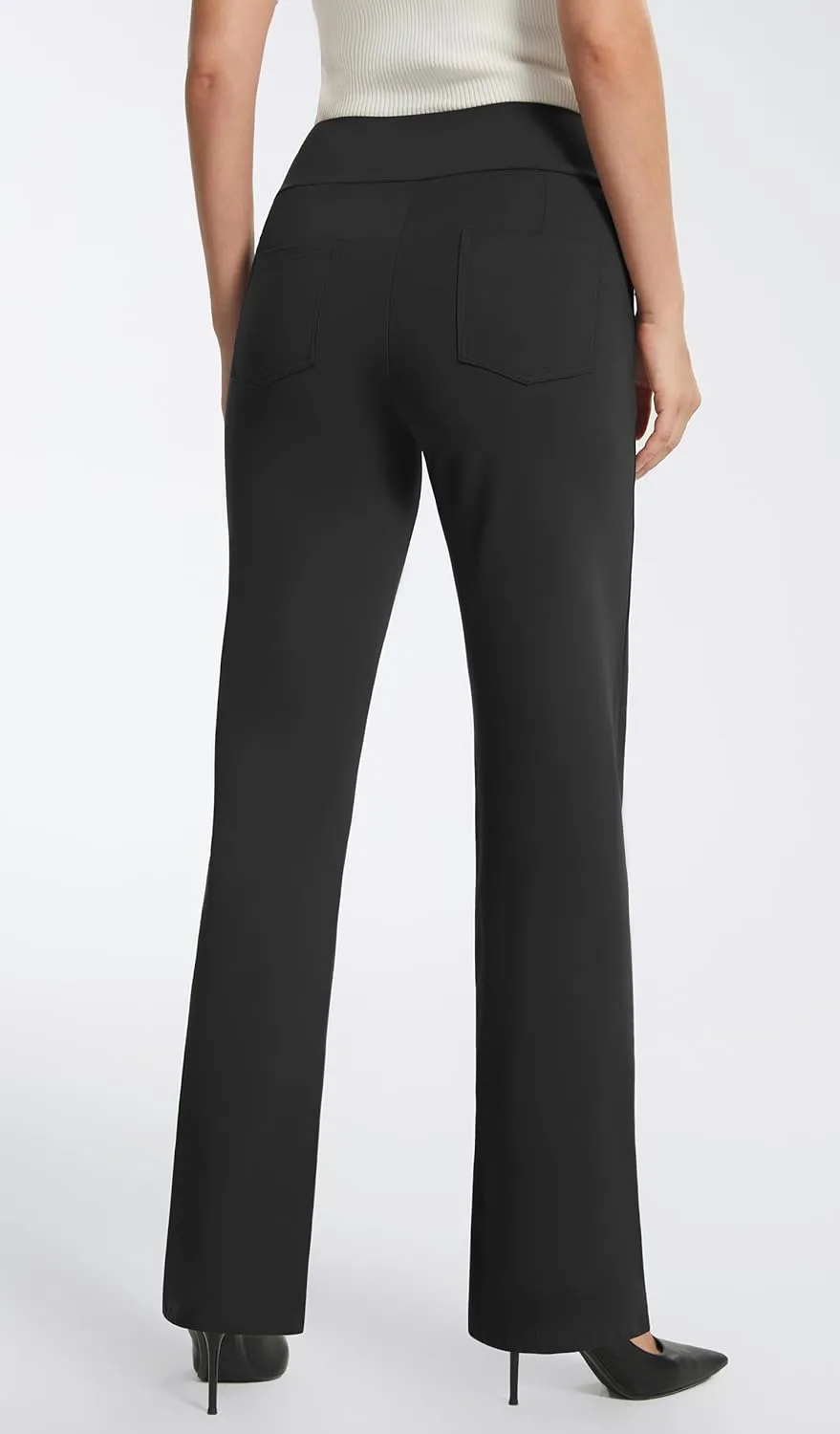 AFITNE Fleece Lined Dress Pants for Women with Pockets High Waist Stretchy Yoga Work Pants for Cold Weather