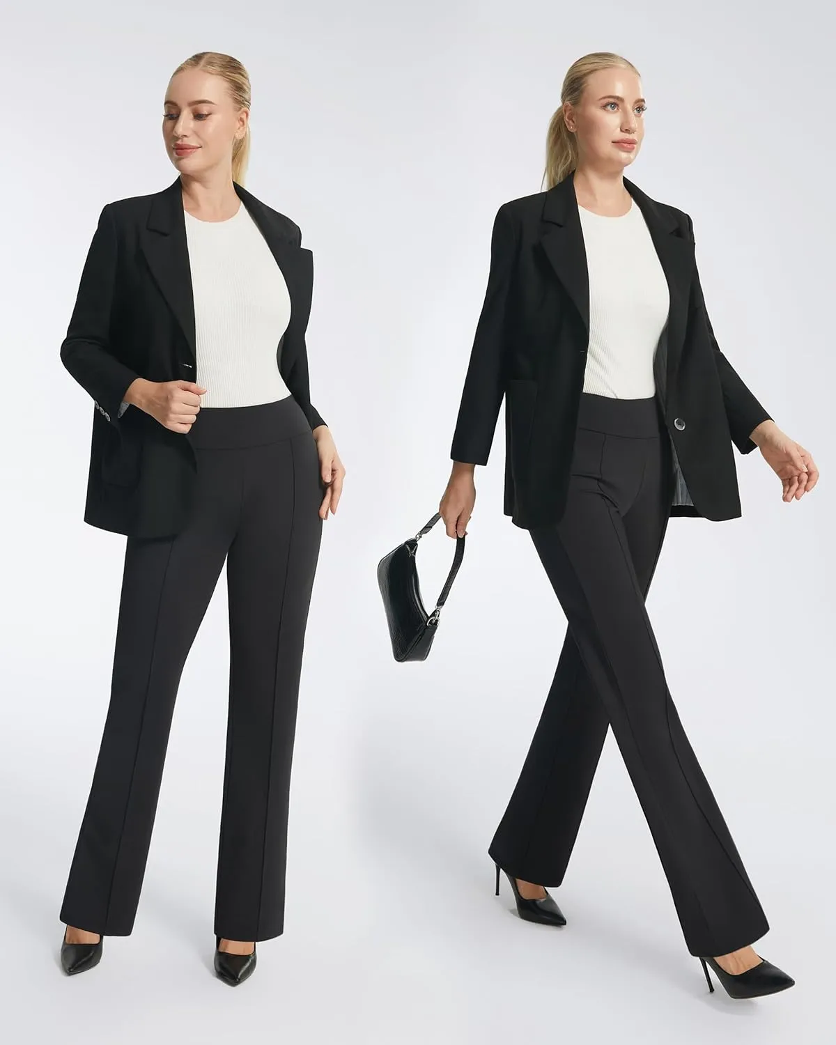 AFITNE Fleece Lined Dress Pants for Women with Pockets High Waist Stretchy Yoga Work Pants for Cold Weather
