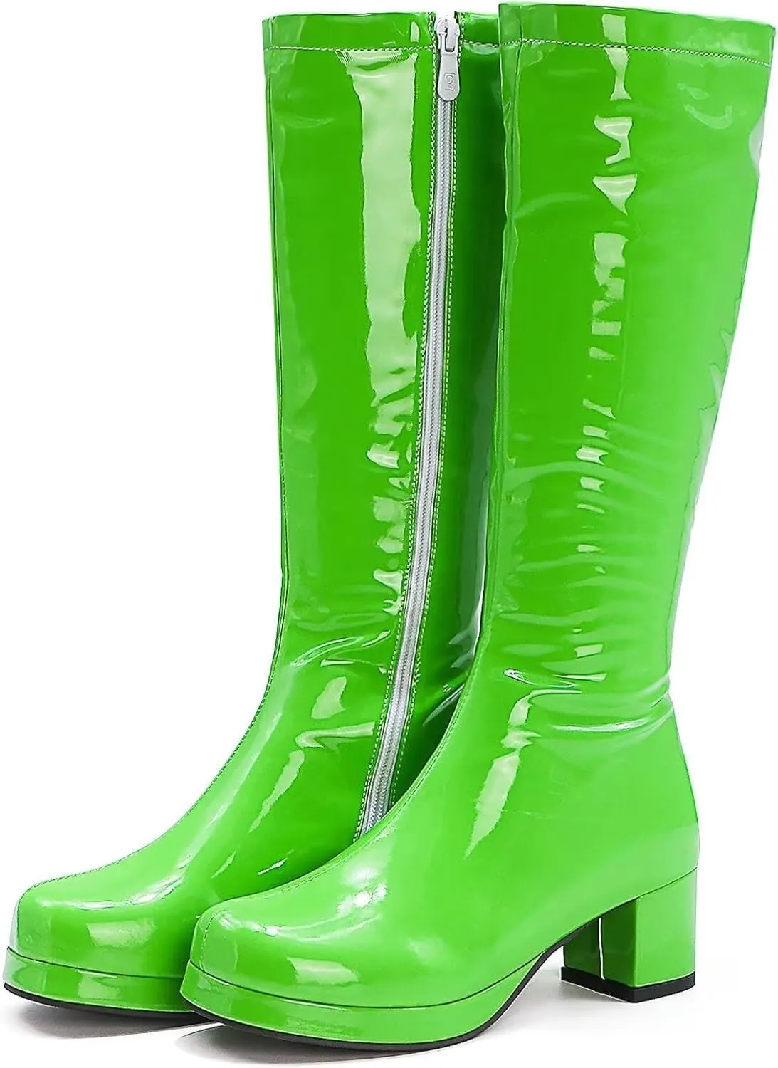 Agodor Women's 70's Gogo Boots Chunky Knee High Platform Boots with Zipper