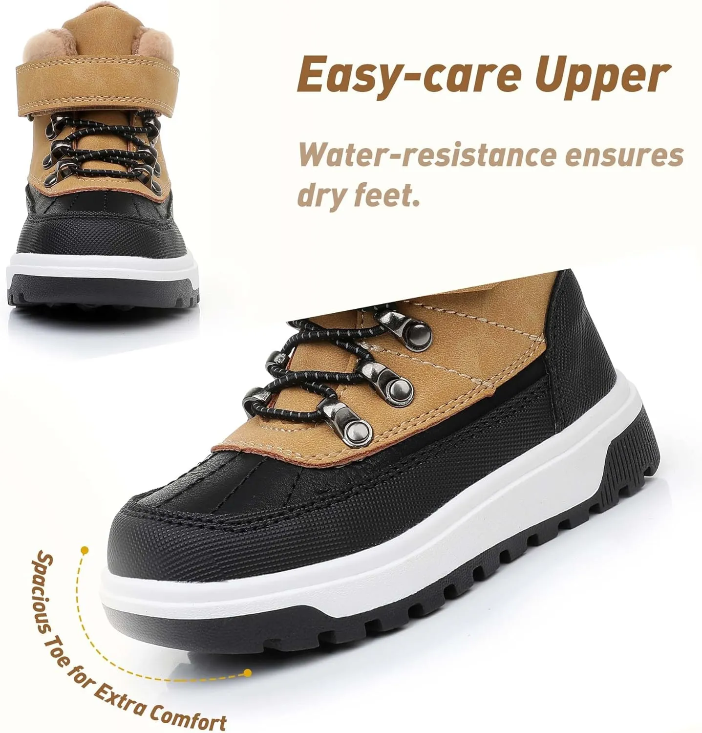 Ahannie Boys Girls Boots Toddler Kids Fall Winter Boots Water Resistant Outdoor Ankle Shoes(Toddler/Littler Kid)