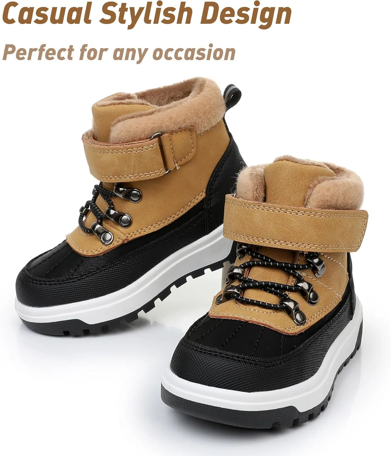 Ahannie Boys Girls Boots Toddler Kids Fall Winter Boots Water Resistant Outdoor Ankle Shoes(Toddler/Littler Kid)