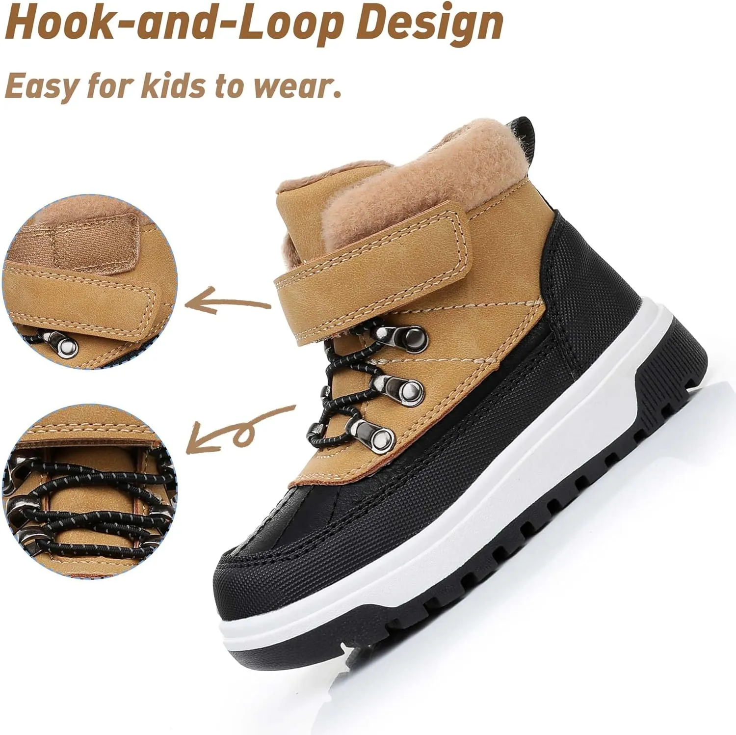 Ahannie Boys Girls Boots Toddler Kids Fall Winter Boots Water Resistant Outdoor Ankle Shoes(Toddler/Littler Kid)