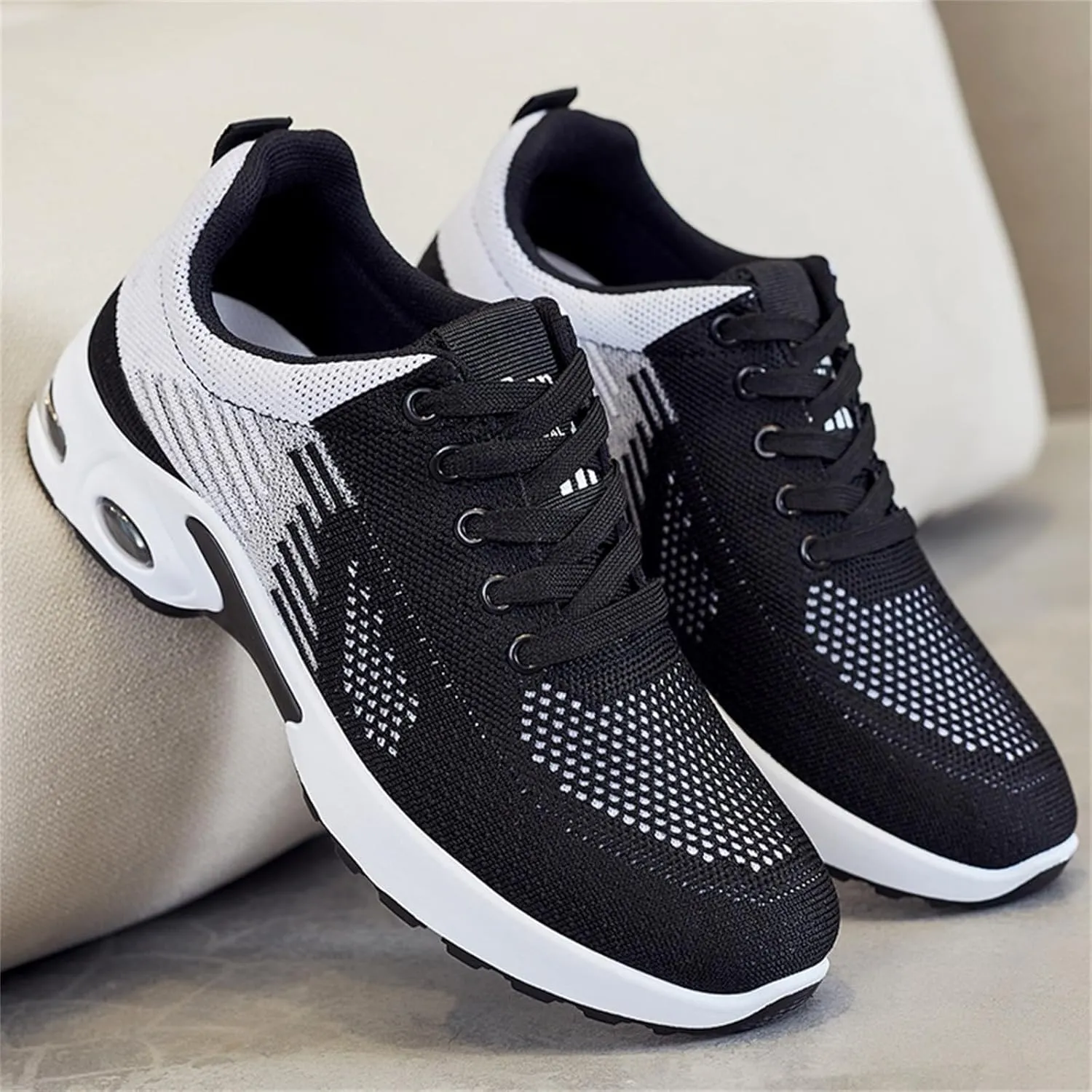 Air Cushion Sneakers for Women Casual Breathable Mesh Hollow Out Running Shoes Summer Lightweight Round Toe Slip On Orthopedic Shoes Comfortable Workout Sports Sneaker with Arch Support