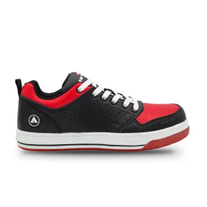 Airwalk Arena Low Top Composite Toe Men’s Industrial Work Shoes, Black/Red, Size 8.5, Wide, Comfortable & Light Work Shoes for Men, Electric Hazard, Slip Resistant