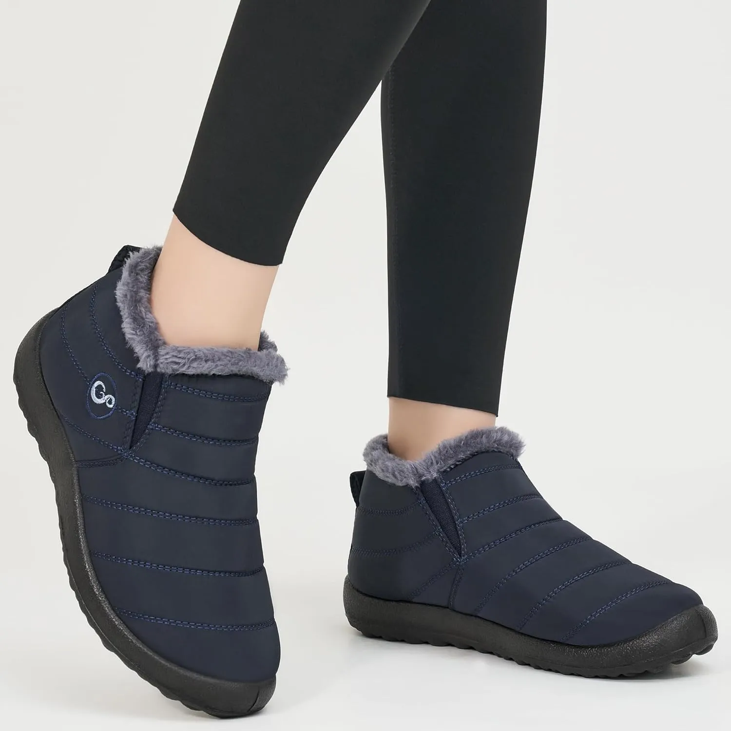 Alicegana Snow Boots for Women Winter: Warm Fur Lined Ankle Booties Comfortable Waterproof Slip On Lightweight Womens Boots