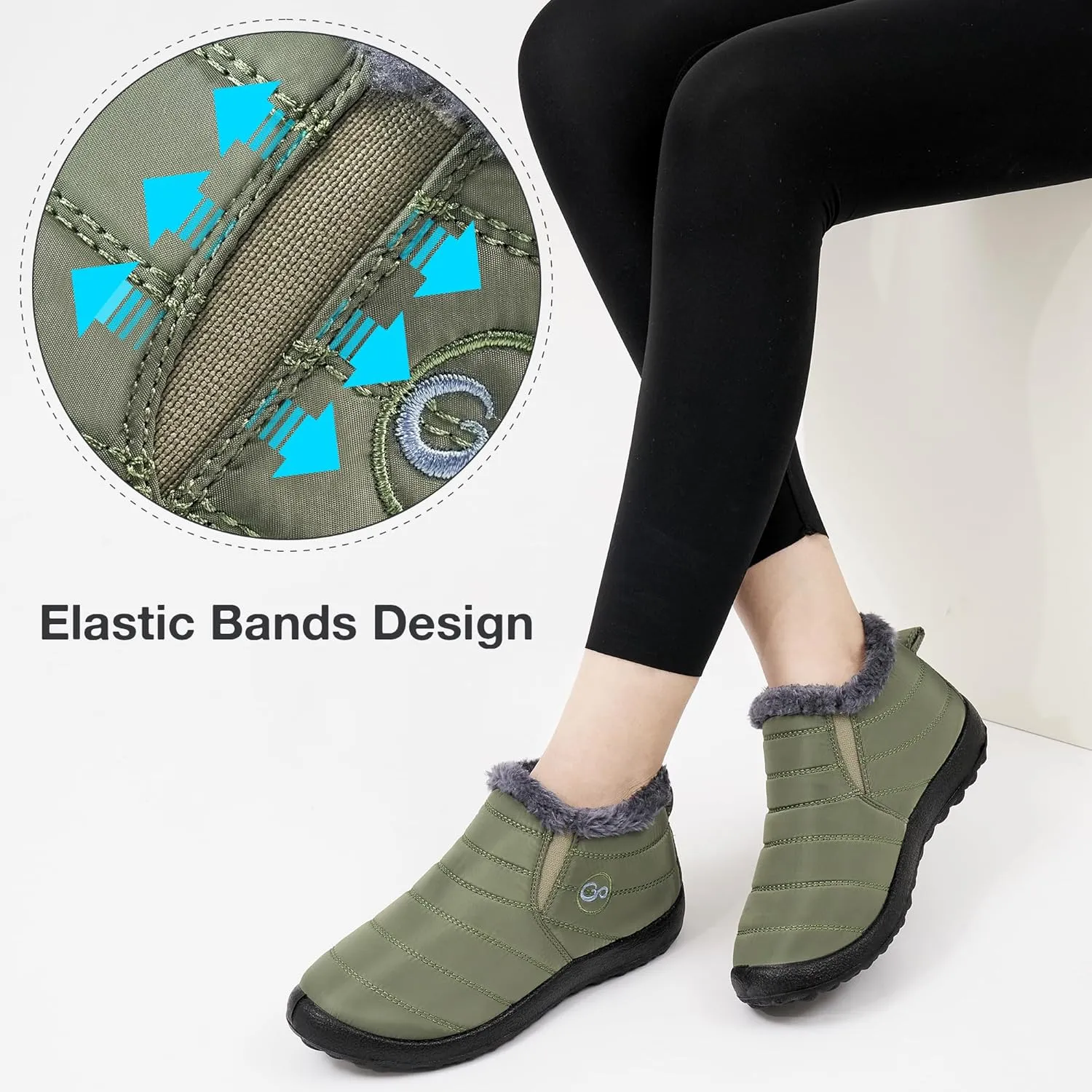 Alicegana Snow Boots for Women Winter: Warm Fur Lined Ankle Booties Comfortable Waterproof Slip On Lightweight Womens Boots