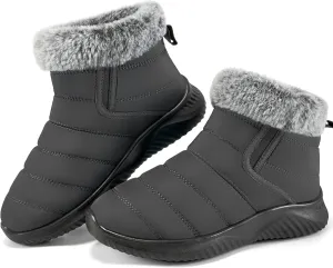 Alicegana Snow Boots for Women Winter: Warm Fur Lined Ankle booties Waterproof Slip On shoes Insulated Non Slip Boots Outdoor
