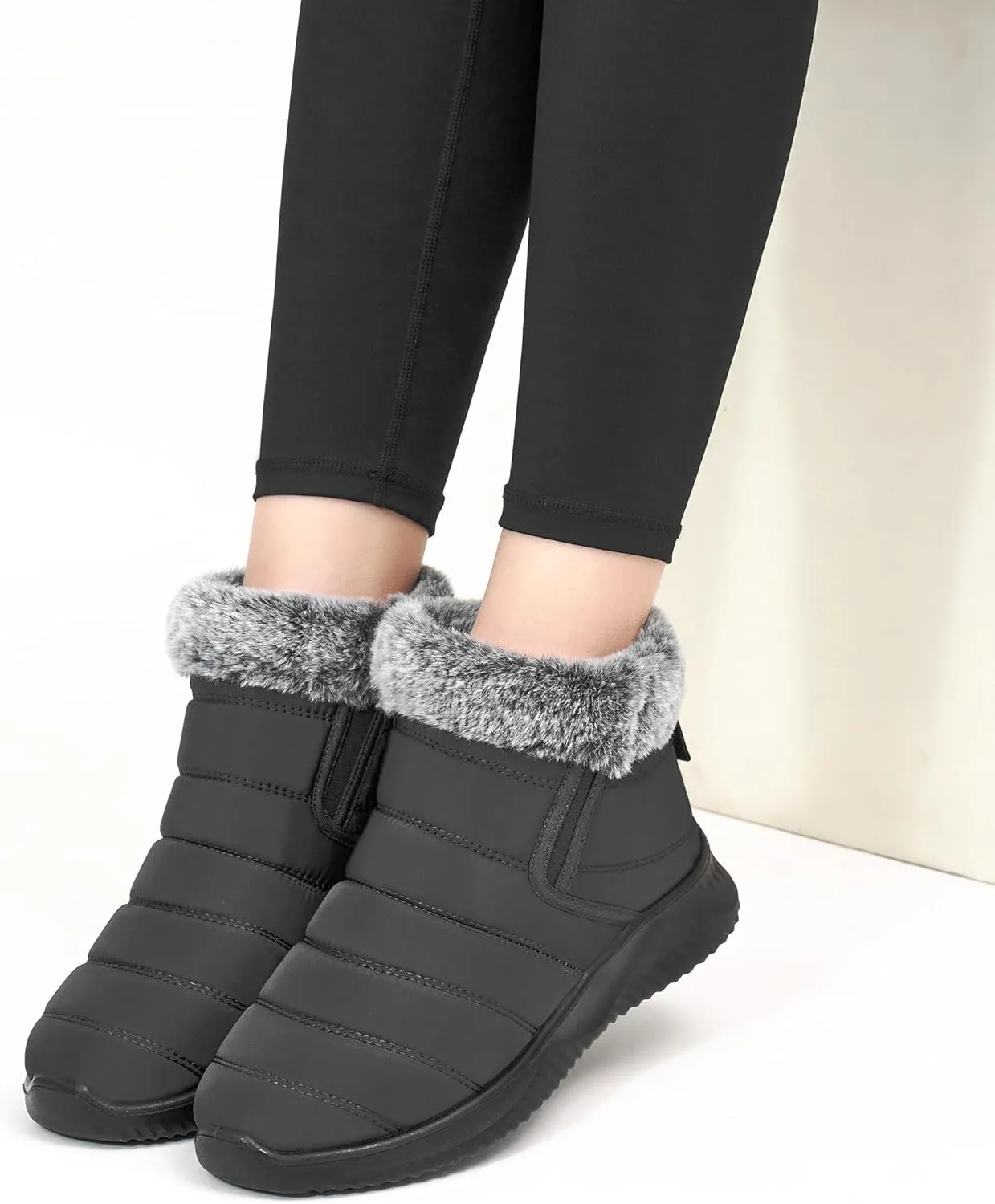 Alicegana Snow Boots for Women Winter: Warm Fur Lined Ankle booties Waterproof Slip On shoes Insulated Non Slip Boots Outdoor
