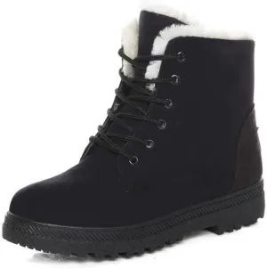 Alicegana Women Winter Boots Snow: Warm Cotton Fur Lined Winter Shoes Lace Up Comfortable Non Slip Ankle Platform Boots Outdoor