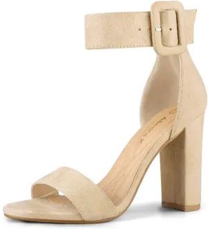 Allegra K Women's Ankle Strap Block High Heel Sandals