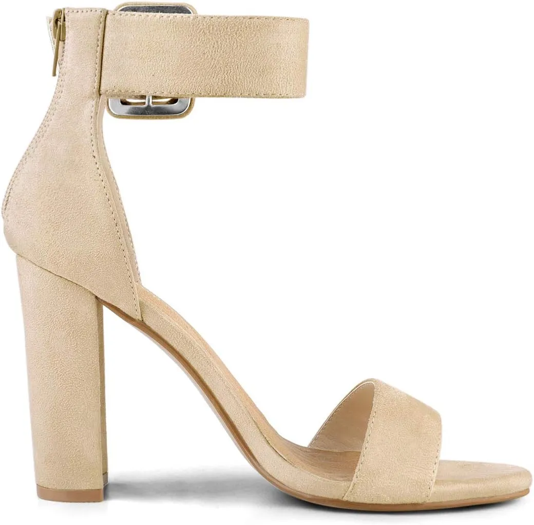 Allegra K Women's Ankle Strap Block High Heel Sandals