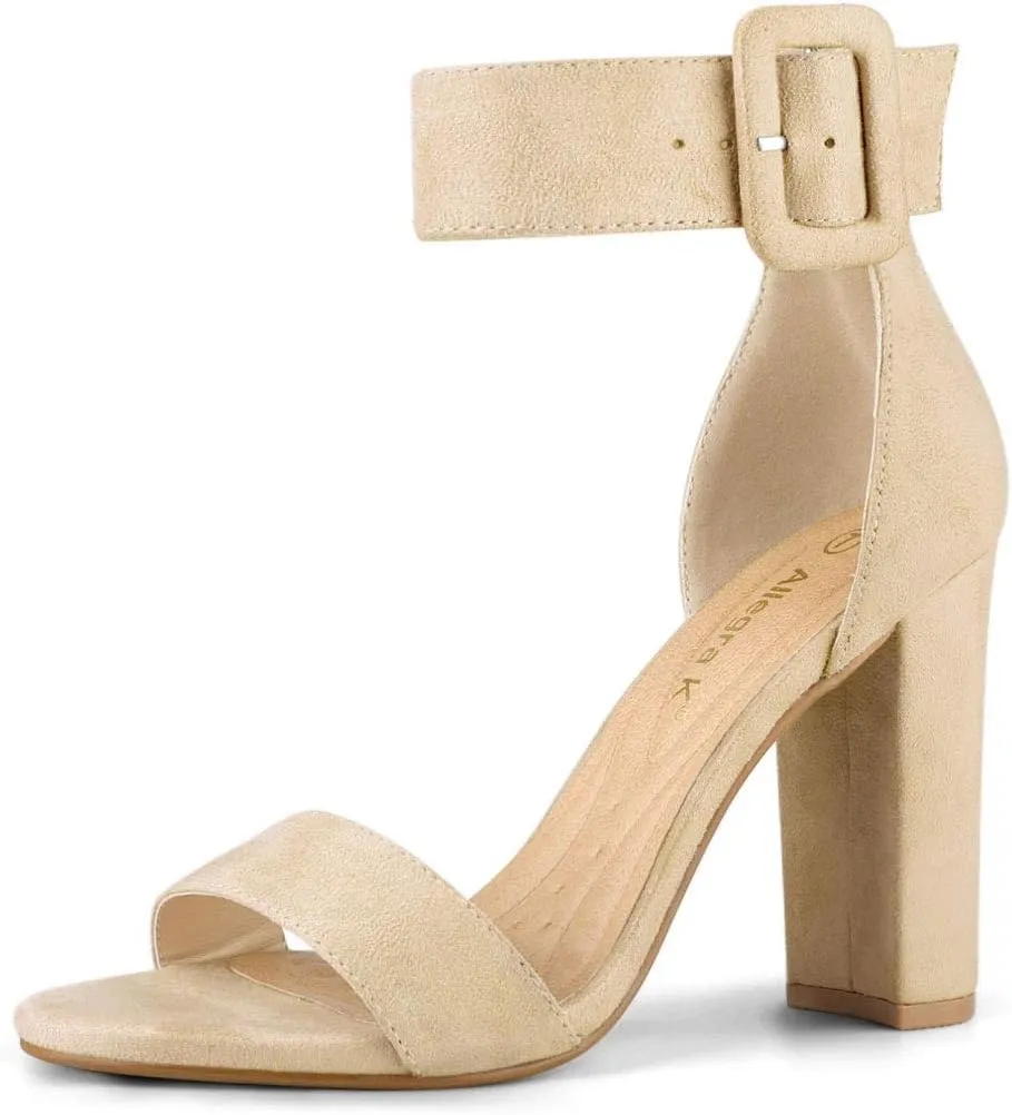 Allegra K Women's Ankle Strap Block High Heel Sandals