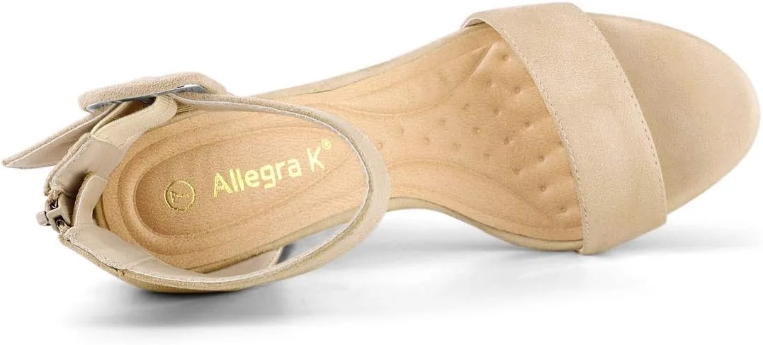 Allegra K Women's Ankle Strap Block High Heel Sandals