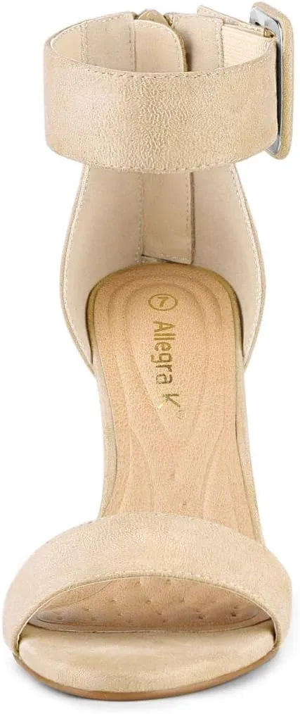 Allegra K Women's Ankle Strap Block High Heel Sandals