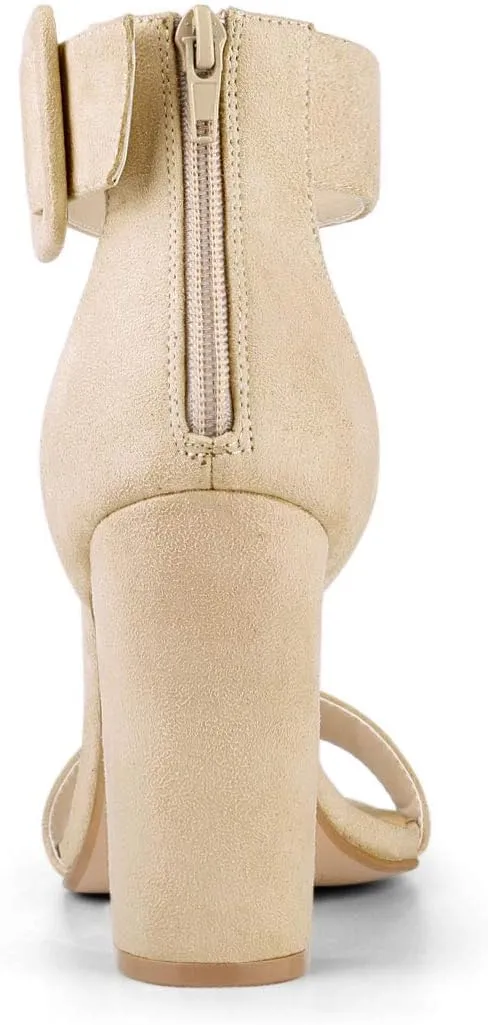 Allegra K Women's Ankle Strap Block High Heel Sandals