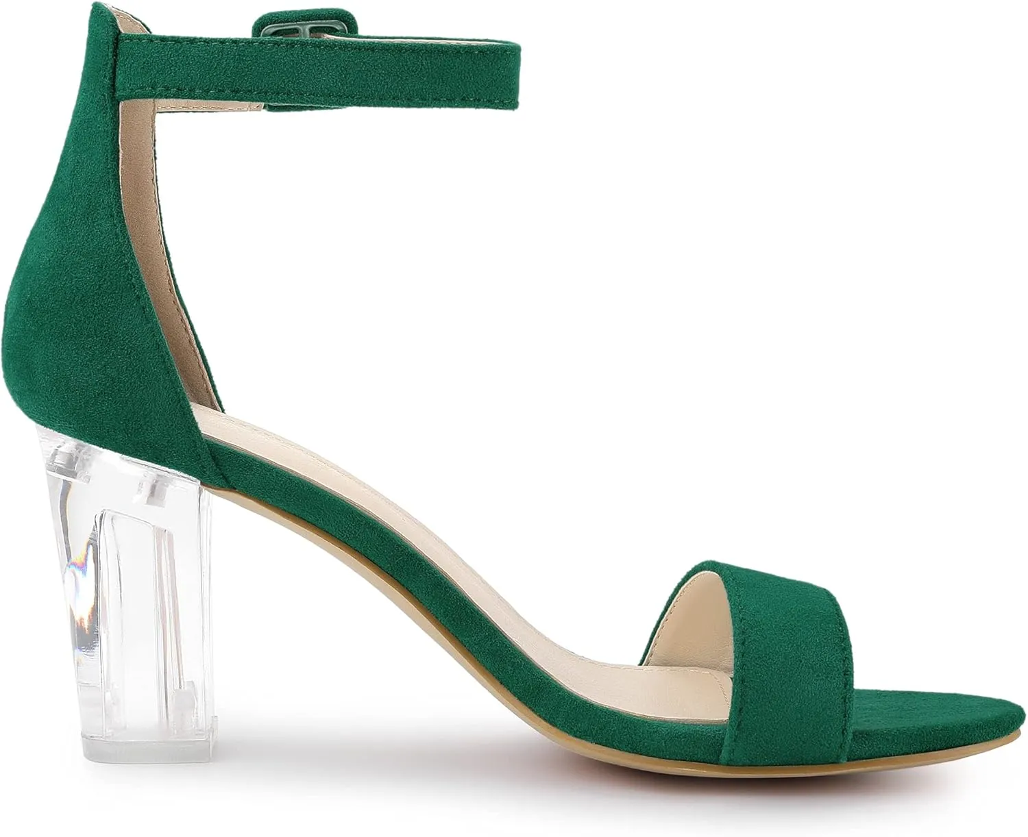 Allegra K Women's Ankle Strap Clear Heel Chunky Heels Sandals