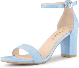 Allegra K Women's Buckle Ankle Strap High Chunky Heels Sandals