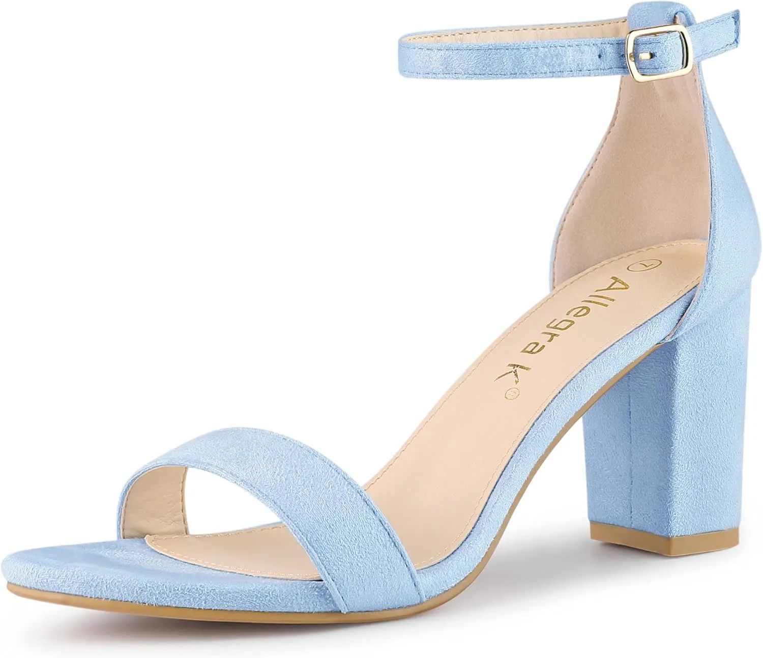 Allegra K Women's Buckle Ankle Strap High Chunky Heels Sandals