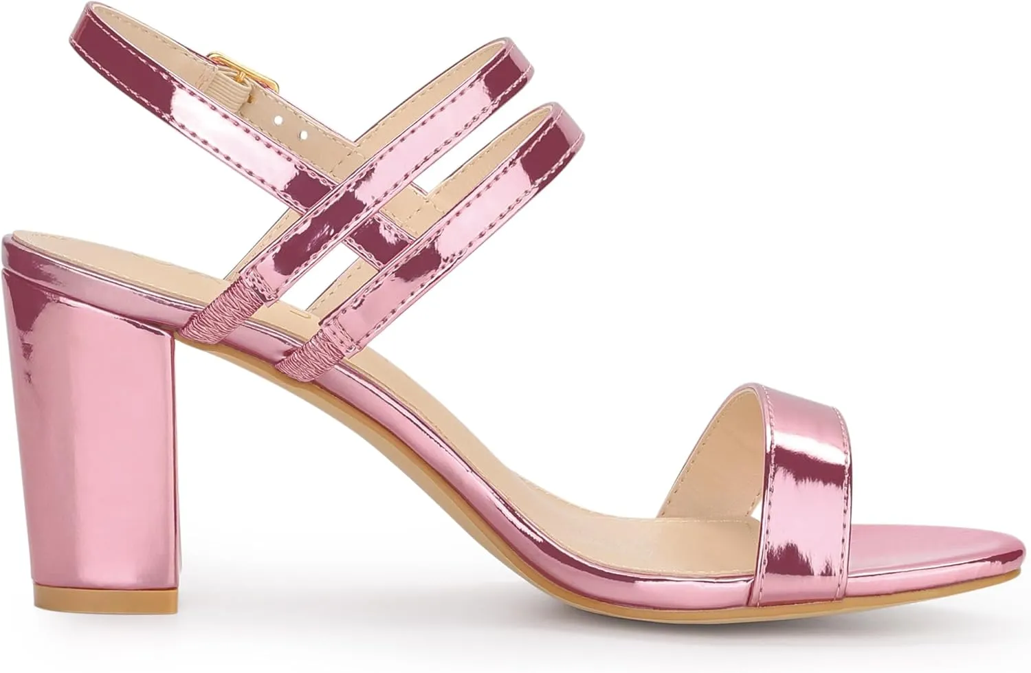 Allegra K Women's Slingback Block Heel Ankle Strap Sandals