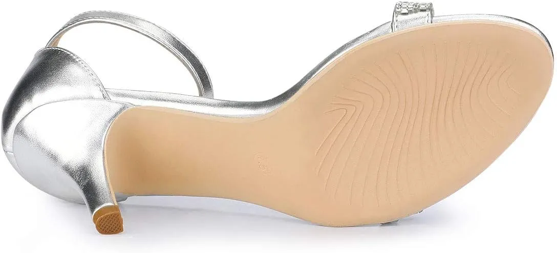 Allegra K Women's Stiletto Heels Rhinestone Ankle Strap Sandals