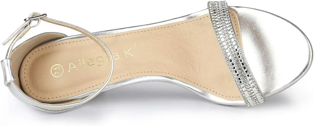 Allegra K Women's Stiletto Heels Rhinestone Ankle Strap Sandals