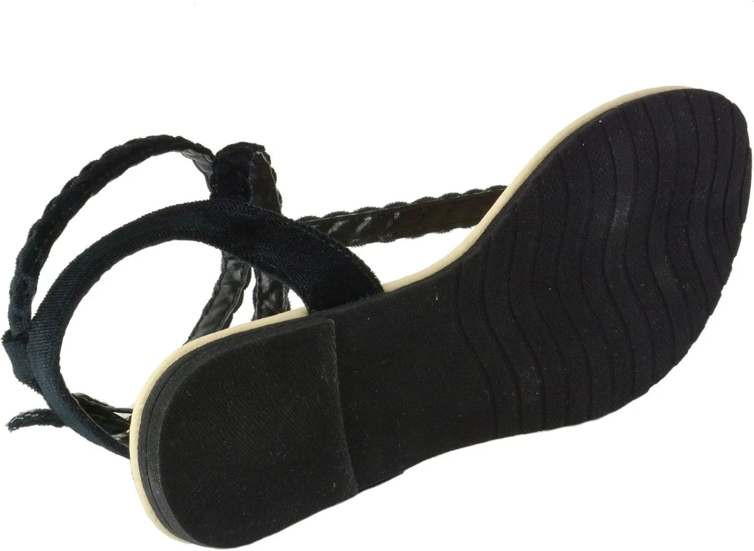 Alpine Swiss Womens Gladiator Sandals Braided T-Strap Slingback Roman Flats